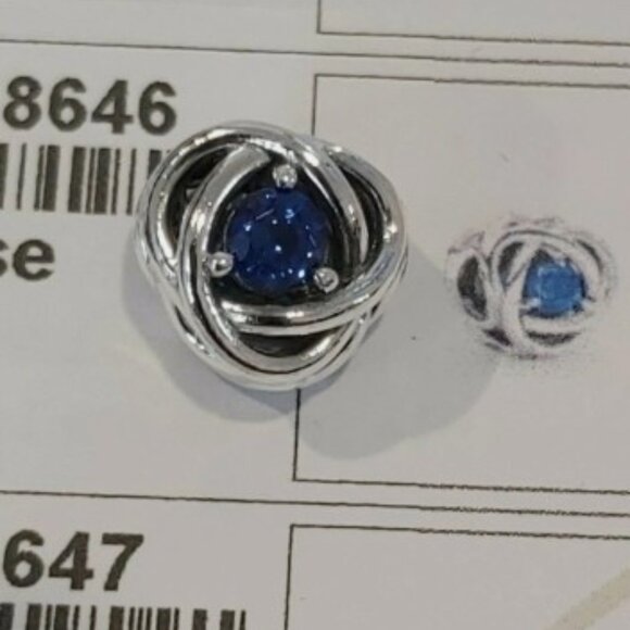 Authentic PANDORA Sterling Silver September Blue Eternity Circle Charm 790065C07 - Picture 6 of 8